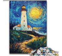 1000 Piece Jigsaw Lighthouse Under The Night Sky Difficult Puzzles for Adults 50X75CM Educational Activity for Cognitive Skills Cognitive Skill Improvement