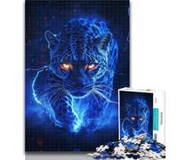 1000 Piece Jigsaw Lightning Leopard 1000 Piece Jigsaw Puzzles for Adults & Teens,with Matching Poster And Trivia Sheet for Age 14 26x38cm