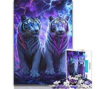 1000 Piece Jigsaw Lightning Tiger Jigsaw Puzzle 1000 Pieces for Adults,Interesting Stress Reduction Parent-child Interaction 50x75cm