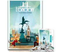 1000 Piece Jigsaw London City Travel History Adult Puzzles 1000 Pieces,Toys Educational Games Stress Relieving Wishlist with Santa Claus 75x50cm