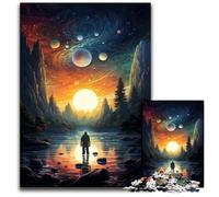 1000 Piece Jigsaw Looking at The World Alone Paper Jigsaw Puzzles Brain Teaser Game, Interactive Family Game, Suitable for Ages 1000 PCS(38x26cm)