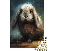 1000 Piece Jigsaw, Lop-Eared Rabbit Painting-2, New Year Gift, 52x38cm/1000pcs