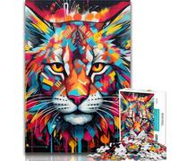 1000 Piece Jigsaw Lynx Graffiti 1000 Piece Jigsaw Puzzles for Adults Gifts,gifts for Friends And Family for for Age 14 26x38cm