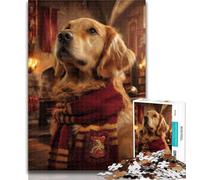 1000 Piece Jigsaw Magic Golden Retriever Jigsaw Puzzles 1000 Pieces for Adults Teens,Toys Educational Games Stress Relieving Artists Collection, Fine Art 50x75cm