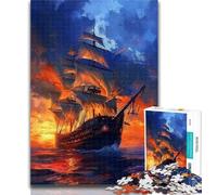 1000 Piece Jigsaw Magic Pirate Ship 1000 Piece Jigsaw Puzzles for Adults,for Is Ideal As A Gift for The Whole Family for And 14 Years Old 75x50cm