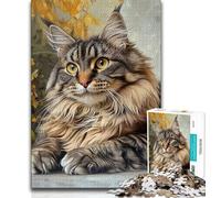 1000 Piece Jigsaw Maine Coon Jigsaw Puzzles 1000 Pieces for Adults Teens,Decompressing Intellectual Educational Toy Secret Santa Gifts (26x38cm)