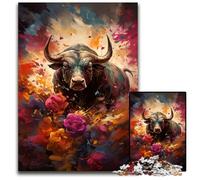 1000 Piece Jigsaw Matador's Colorful Psychedelic Rose Wooden Jigsaw Puzzles Brain Teaser Game, Interactive Family Game, Suitable for Ages 1000 PCS(75x50cm)