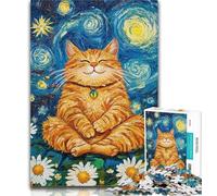 1000 Piece Jigsaw Meditating Cat Adult Jigsaws 1000 Pieces Difficult,Interesting Stress Reduction Parent-child Interaction 50x75cm