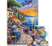 1000 Piece Jigsaw Mediterranean Urban Scenery Adult Jigsaws 1000 Piece,Wall Decoration Unique Birthday And Xmas Gifts Suitable for And 14 50x75cm