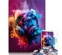 1000 Piece Jigsaw Modern Colorful Splash Headphones 1000 Piece Jigsaw Puzzles for Adults Gifts,gifts for Friends And Family for for Age 14 75x50cm