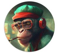 1000 Piece Jigsaw Monkey Round Puzzle 1000 Pieces Jigsaw Perfect for Family Fun on Christmas, Thanksgiving, Birthdays & Easter 67.5x67.5cm