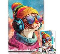 1000 Piece Jigsaw Music Cat Jigsaw Puzzles for Teenagers 1000,Wall Decoration Unique Birthday And Xmas Gifts Suitable for And 14 50x75cm