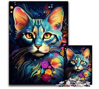 1000 Piece Jigsaw Mysterious Savannah Cat Paper Puzzles Challenging DIY Brain Teaser Perfect Family Game Or Decorative Gift 1000 PCS(38x26cm)