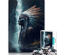 1000 Piece Jigsaw Native American Chief Adult Puzzles 1000 Pieces,Learning Educational Toys Family Games Enhance Love between Couples (38x26cm)