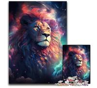 1000 Piece Jigsaw Nebula Lion's Colorful Psychedelic Wooden Puzzles Challenging DIY Brain Teaser Perfect Family Game Or Decorative Gift 1000 PCS(75x50cm)