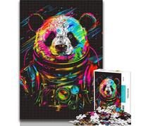 1000 Piece Jigsaw Neon Astronaut Panda Jigsaw Puzzles for Teenagers 1000 Pieces,Relax Games Is Ideal As A Gift for The Whole Family 50x75cm