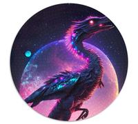 1000 Piece Jigsaw Neon Fairytale Dinosaur Round Puzzles 1000 Pieces for Adults DIY Decoration, Brain Challenge, for Adult, Family, 67.5x67.5cm