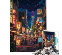 1000 Piece Jigsaw Neon Night Alley Jigsaw Puzzles for Adults Precision Cutting Wishlist with Santa Claus Brainteaser Family Games (Size 38x26cm)