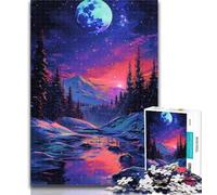 1000 Piece Jigsaw Neon Winter Nature Jigsaw Puzzles for Adults,Artistic Wall Decor & Birthday Gift Idea for Friends, Home Office 50x75cm