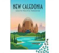 1000 Piece Jigsaw, New Caledonia South Pacific Paradise Poster, Festive Gift, 52x38cm/1000pcs