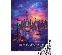 1000 Piece Jigsaw, New York City Skyline at Sunset, 70x50cm/1000pcs | For relaxed days after Christmas: Adult jigsaw puzzle with 1000 pieces creates puzzle time on colder days.