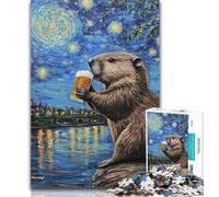1000 Piece Jigsaw Night Sky Beer Capybara 1000 Pieces Jigsaw Puzzles For Teens And Adults,Toys Educational Games Stress Relieving Enhance Love between Couples 50x75cm
