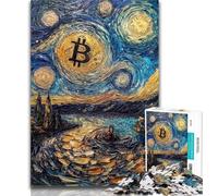 1000 Piece Jigsaw Night Sky Bitcoin 1000 Pieces Jigsaw Puzzles For Teens And Adults,Artistic Wall Decor & Birthday Gift Idea for Friends, Home Office 26x38cm