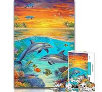 1000 Piece Jigsaw Ocean Dolphin Adult Jigsaw Puzzles 1000,Toys Educational Games Stress Relieving Wishlist with Santa Claus 50x75cm