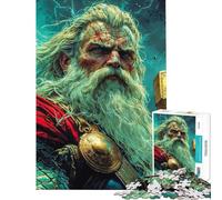 1000 Piece Jigsaw Odin, Norse God of War Jigsaw Puzzles for Adults Precision Cutting Wishlist with Santa Claus Brainteaser Family Games (Size 50x75cm)