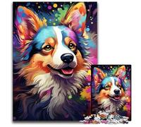 1000 Piece Jigsaw Painting Color Corgi Dog Paper Puzzles Challenging DIY Brain Teaser Perfect Family Game Or Decorative Gift 1000 PCS(38x26cm)