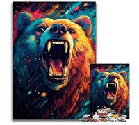 1000 Piece Jigsaw Painting Color Starry Sky Bear Paper Puzzles Challenging DIY Brain Teaser Perfect Family Game Or Decorative Gift 1000 PCS(38x26cm)