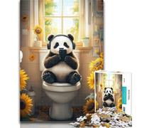 1000 Piece Jigsaw Panda on The Toilet Jigsaw Puzzles for Teenagers 1000 Pieces,Toys Educational Games Stress Relieving Parent-child Interaction 50x75cm
