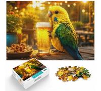 1000 Piece Jigsaw, Parrot Cheers With Beer, Festive Gift, 1000pcs (52x38cm) | For a calm home hobby: Adult jigsaw puzzle with 1000 pieces; with the complete challenge to keep the challenge engaging.