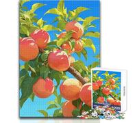 1000 Piece Jigsaw Peach Tree Branch with Ripe Peaches Relaxing Leisure Time Activity Precision Cut Smooth Edge Play Toy Size 50x75cm
