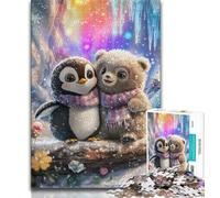 1000 Piece Jigsaw Penguin And Teddy Bear 1000 Piece Jigsaw Puzzles for Adults,Toys Educational Games Stress Relieving Great Gifts And Toys (50x75cm)