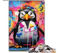 1000 Piece Jigsaw Penguin Graffiti Painting Wooden Jigsaw Puzzles Perfect for Family Fun, Party Games, Birthday Party Favors size : 50x75cm