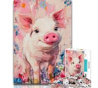 1000 Piece Jigsaw Pig Oil Painting Jigsaw Puzzles for Adults 1000,for Is Ideal As A Gift for The Whole Family for And 14 Years Old 50x75cm