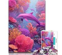 1000 Piece Jigsaw Pink Dolphin 1000 Pieces Jigsaw Puzzle For Adults Teens,Toy Intellectual Game Artists Collection, Fine Art 50x75cm