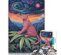 1000 Piece Jigsaw Pink Leopard Jigsaws 1000 Pieces for Teenagers,Stress Reliever Difficult Challenge Unique Home Decor And Gifts 26x38cm