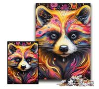 1000 Piece Jigsaw Pink Raccoon 1000-Piece Jigsaw Puzzle for Birthdays, Christmas, Halloween, Thanksgiving, Easter Size 26x38cm