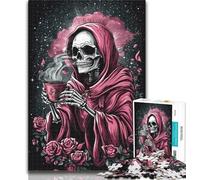 1000 Piece Jigsaw Pink Skull Adult Puzzles 1000 Pieces,Learning Educational Toys Family Games Enhance Love between Couples 75x50cm