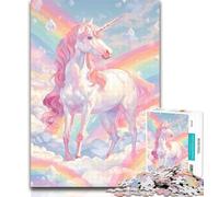 1000 Piece Jigsaw Pink Unicorn Jigsaws Puzzles 1000 Pieces for Adults Gifts,with Matching Poster And Trivia Sheet for Age 14 26x38cm
