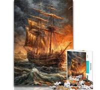 1000 Piece Jigsaw Pirate Ship 1000 Piece Jigsaw Puzzles for Adults,for Is Ideal As A Gift for The Whole Family for And 14 Years Old 26x38cm