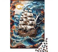 1000 Piece Jigsaw, Pirate Ship at Sea, 70x50cm/1000pcs | For a puzzle gift during the festive season: Adult jigsaw puzzle with 1000 pieces suits calm, screen-free leisure.