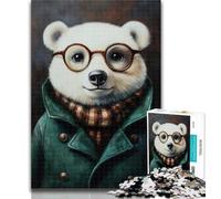 1000 Piece Jigsaw Polar Bear in Windbreaker Adult Puzzles 1000 Pieces,Toys Educational Games Stress Relieving Enhance Love between Couples 26x38cm