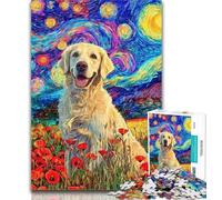 1000 Piece Jigsaw Poppy Golden Retriever 1000 Pieces Jigsaw Puzzles For Teens And Adults,Artistic Wall Decor & Birthday Gift Idea for Friends, Home Office 50x75cm