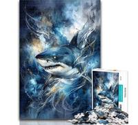 1000 Piece Jigsaw Powerful Shark Swimming 1000 Pieces Jigsaw Puzzles For Teens And Adults,Fully Interlocking & Randomly Shaped Pieces 26x38cm