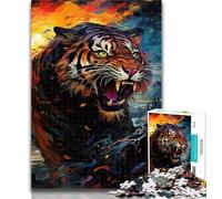 1000 Piece Jigsaw Psychedelic Animal Tiger 1000 Piece Jigsaw Puzzles for Teenagers Gifts,Wall Decoration Unique Birthday And Xmas Gifts Suitable for And 14 50x75cm