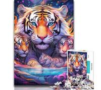 1000 Piece Jigsaw Psychedelic Animal Tiger Puzzles for Adults Teens 1000 Pieces,Family Game Birthday Gifts.Challenge High Difficulty 50x75cm