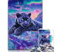 1000 Piece Jigsaw Psychedelic Black Panther Jigsaw Puzzles for Teenagers,Stress Reliever Difficult Challenge Enhance Love between Couples 26x38cm